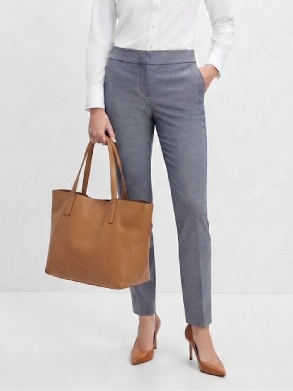 LOFT Marisa Fit Straight Leg Dress Pants Career Trousers Textured Blue Size 4